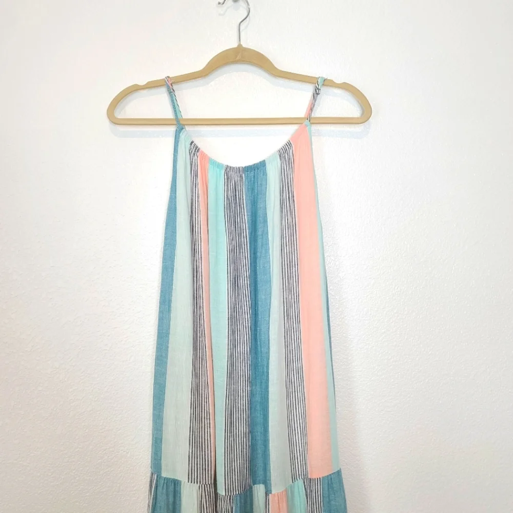 RAILS Adora Highland Stripe Tiered Coastal Beachy Pastel Midi Dress - Picture 4 of 11